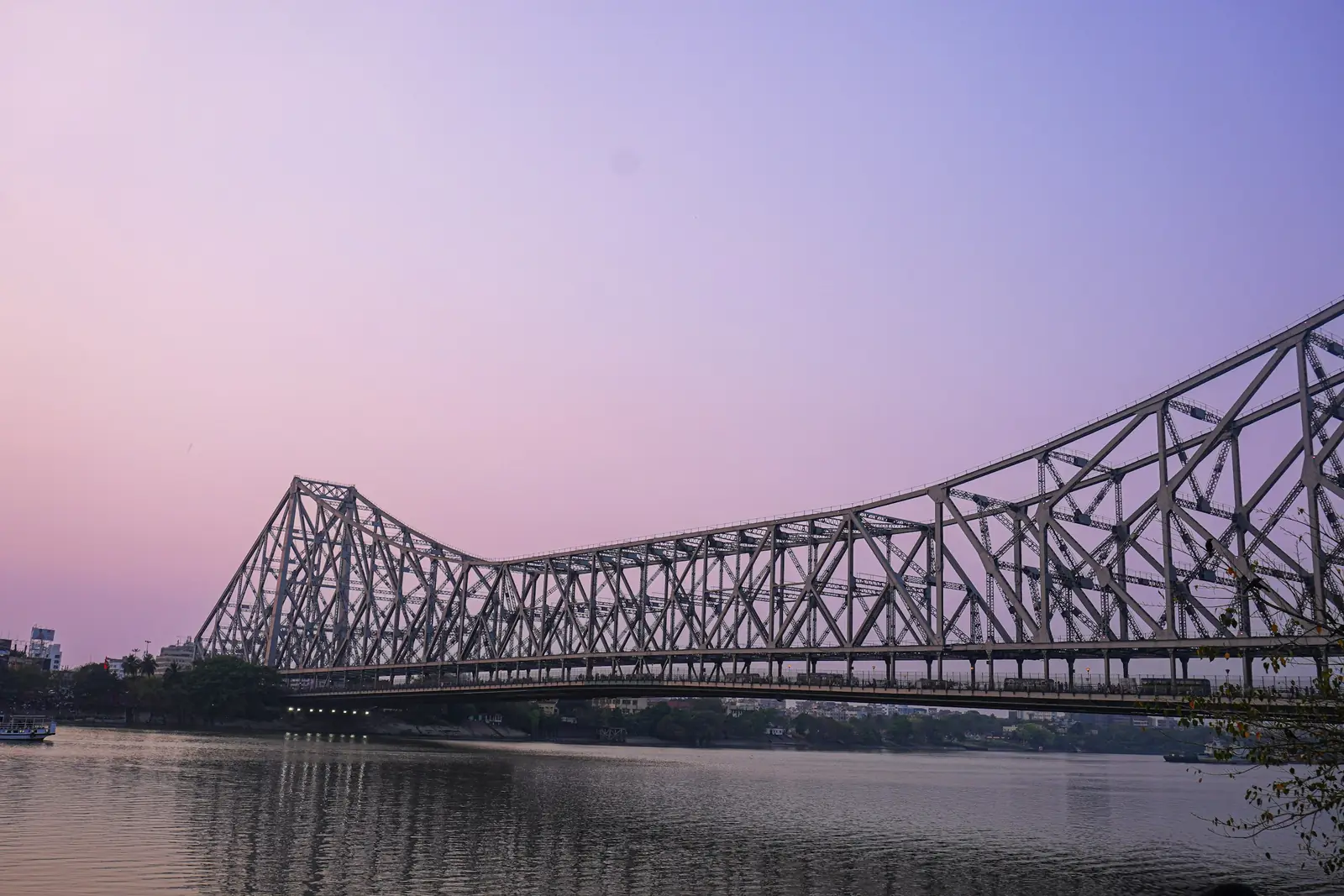 Howrah Bridge over the Hooghly at dusk