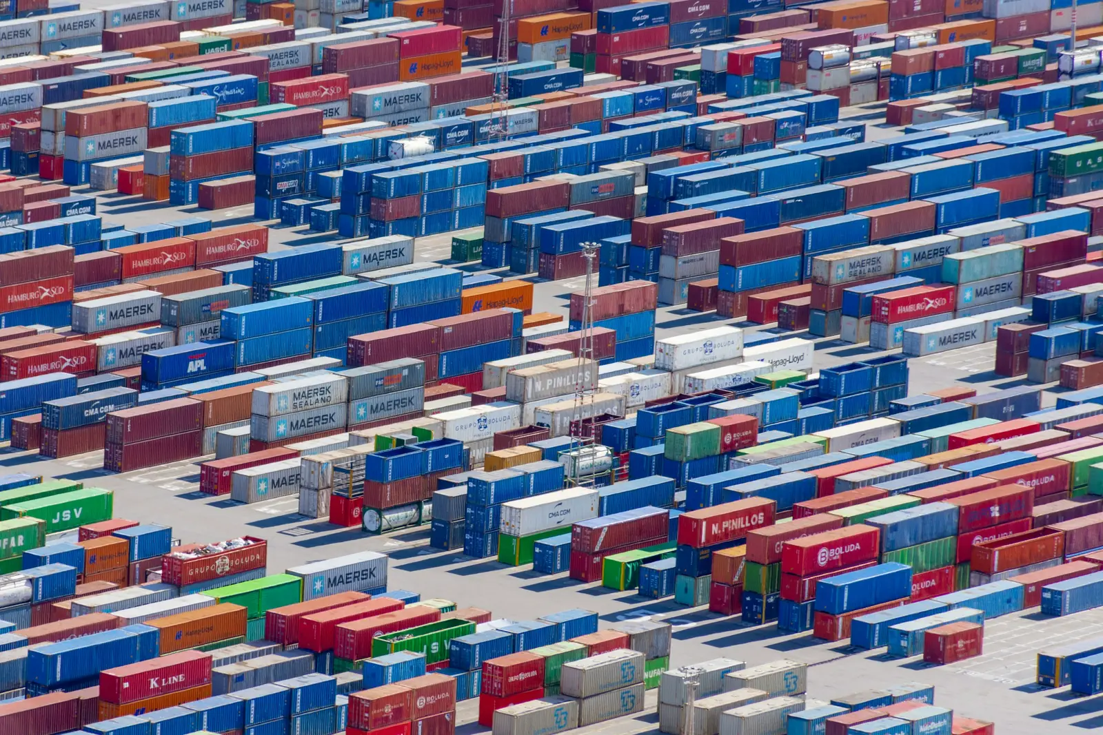 Stacked shipping containers at port